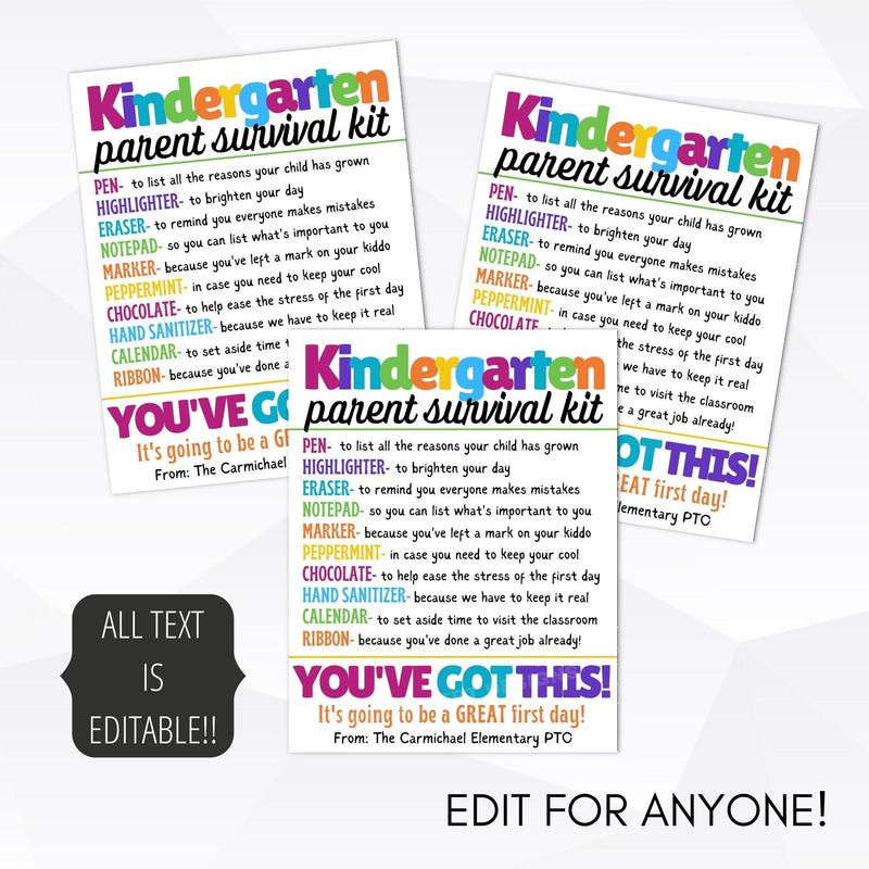 kindergarten parent survival kit