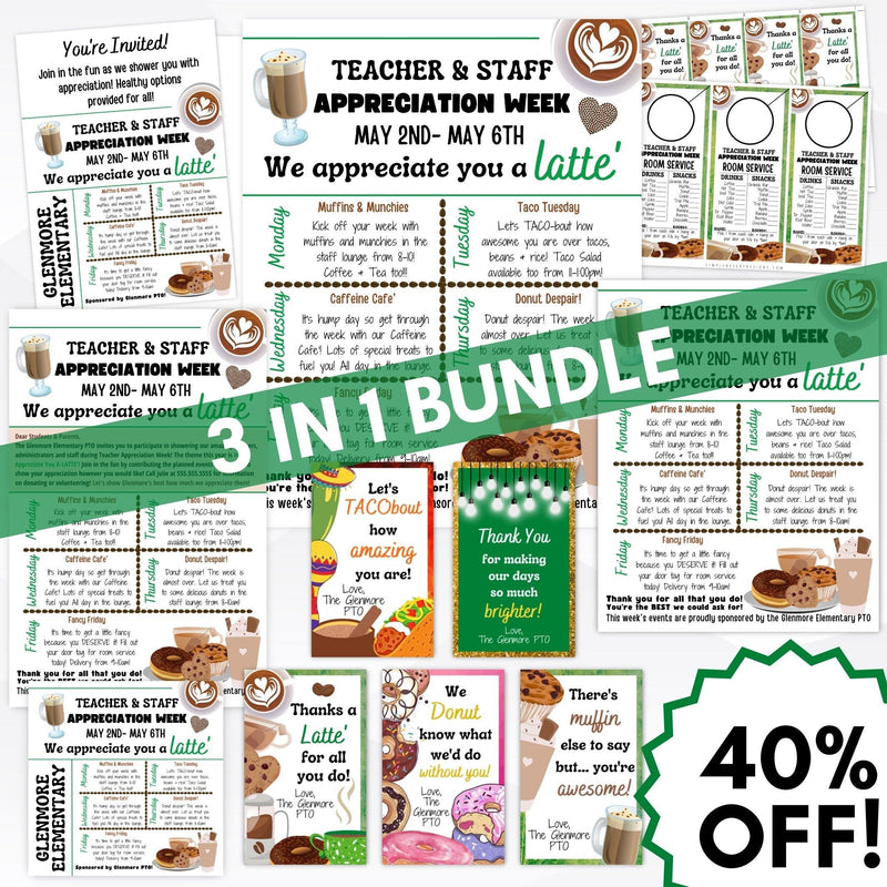 teacher appreciation week invitation sign poster flyer tag set