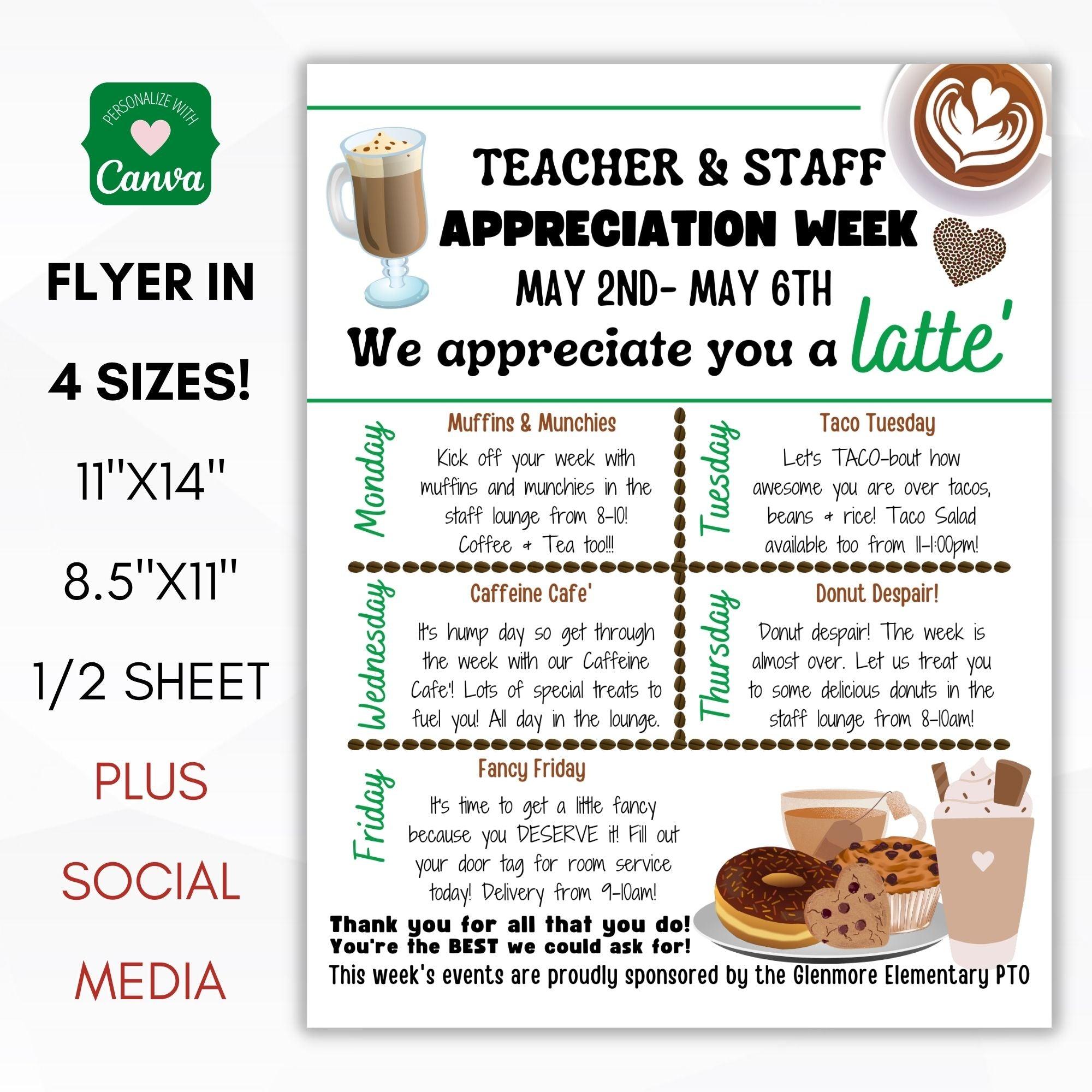 editable teacher appreciation week flyer sign set
