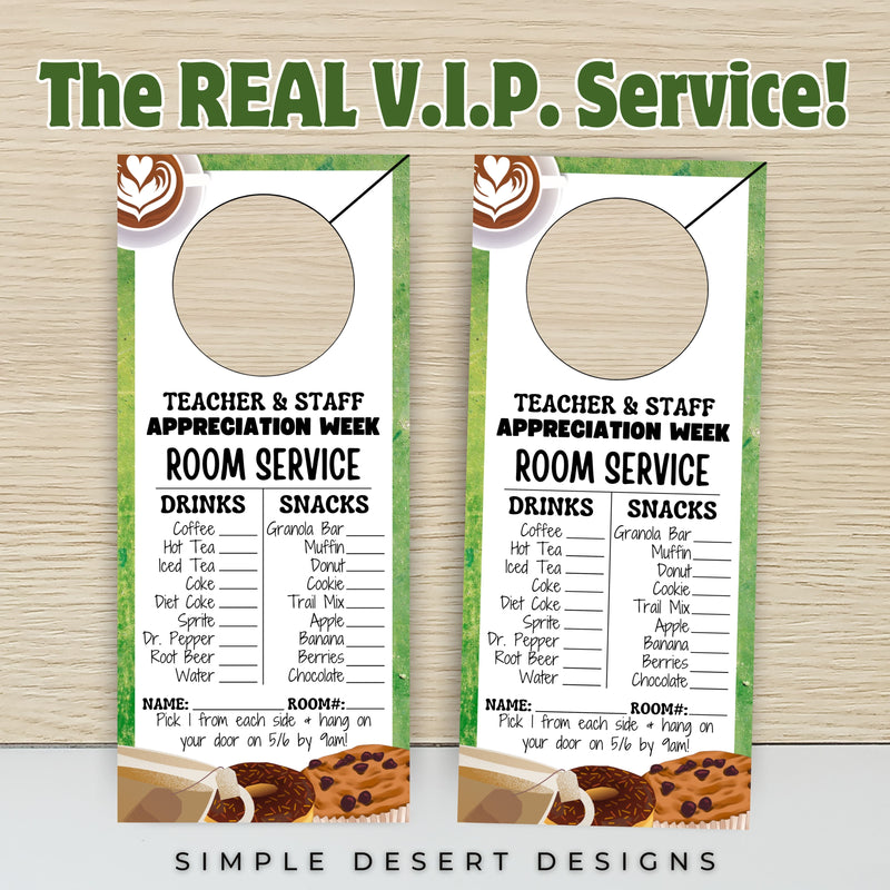 coffeee theme appreciation week door hangers for room service