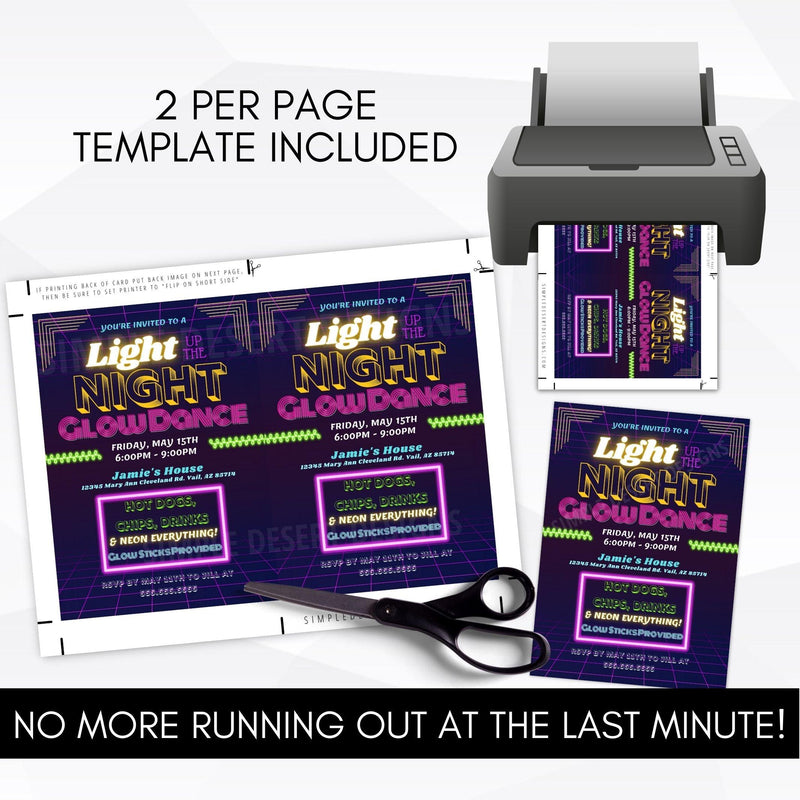 glow in the dark dance party invitations