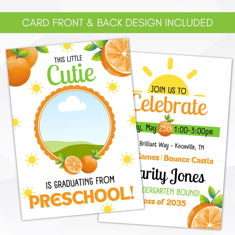 summer birthday party cutie invitation with picture portrait photo editable template digital download