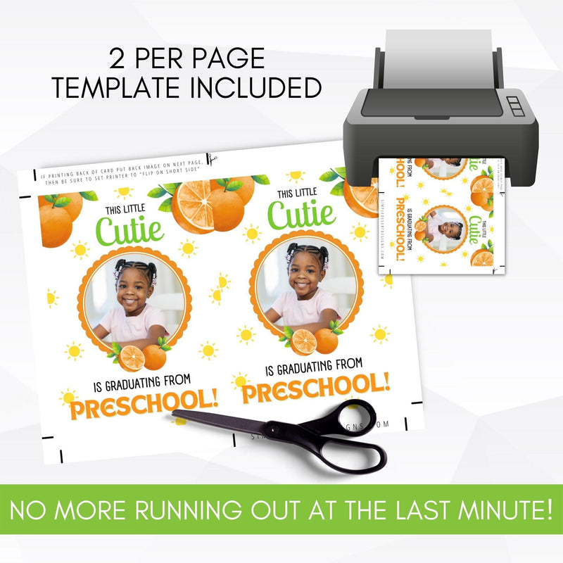 clementine mandarin orange cutie kindergarten graduation party invite editable photo picture template