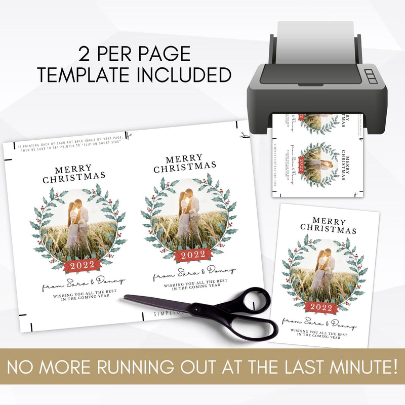 custom christmas photo card holly wreath