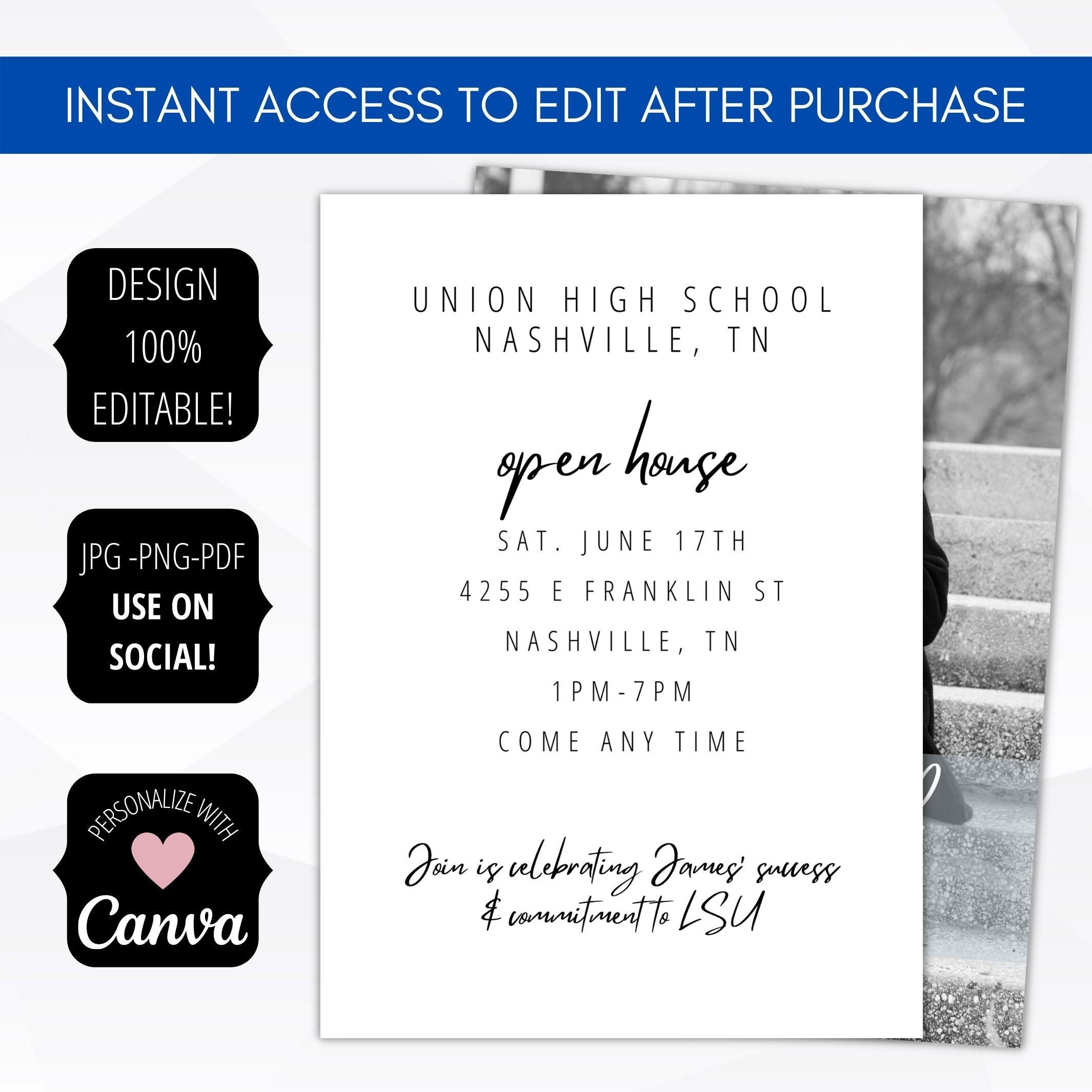 editable instant download graduation invitation template photo grad party invite