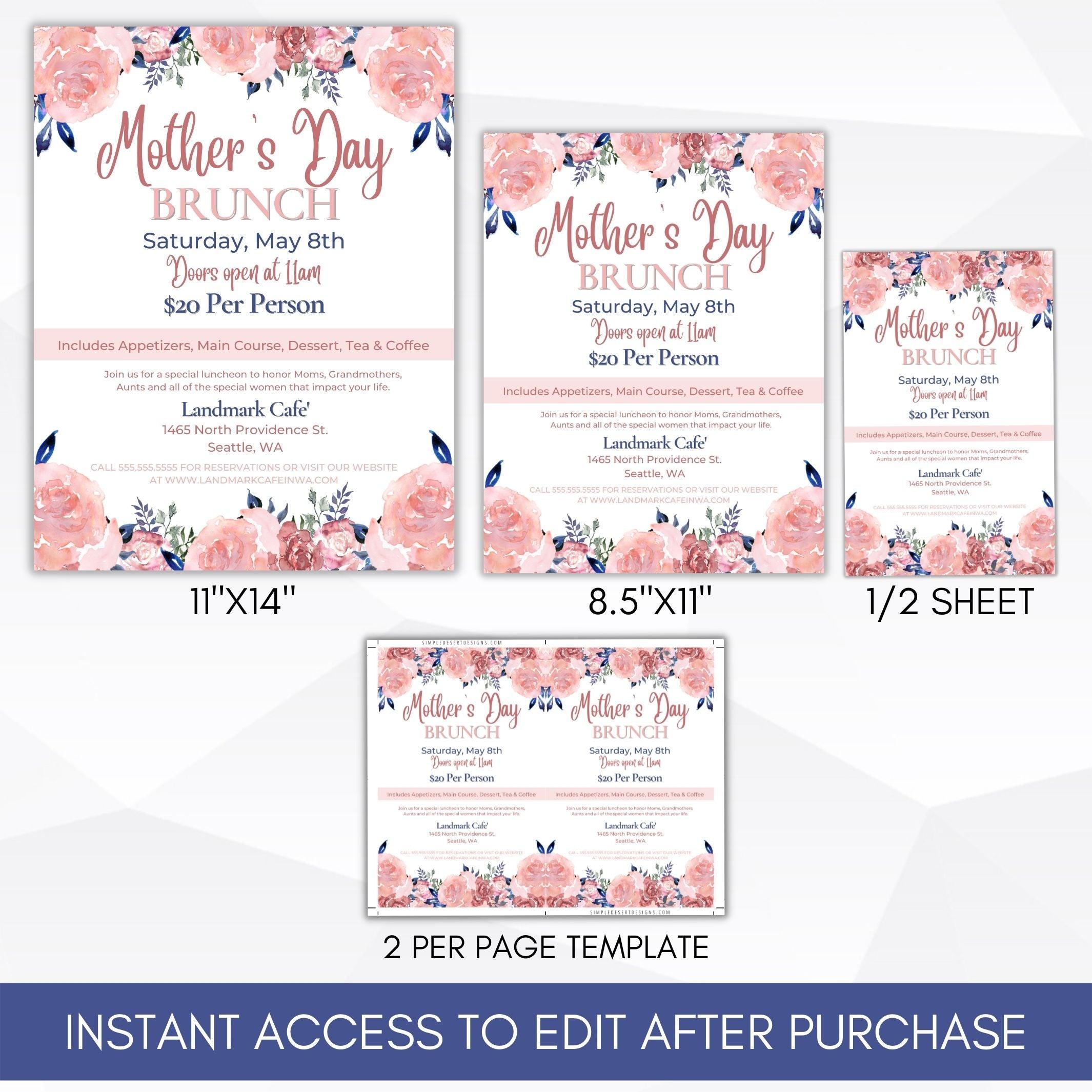 flower sale flyer for mom mothers day invitation spring event flyer