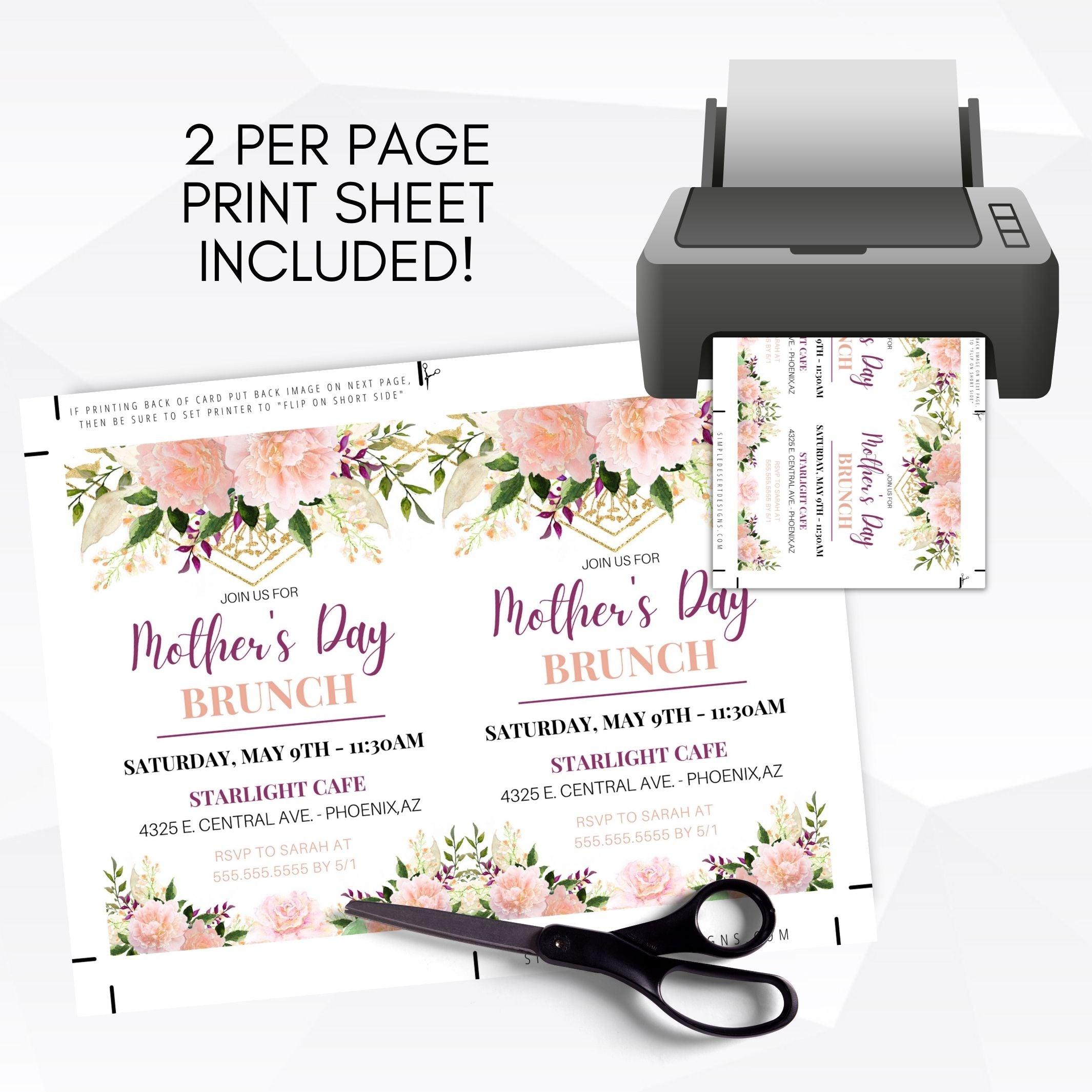printable editable birthday mother's day mom grandma aunt tea brunch luncheon invitation