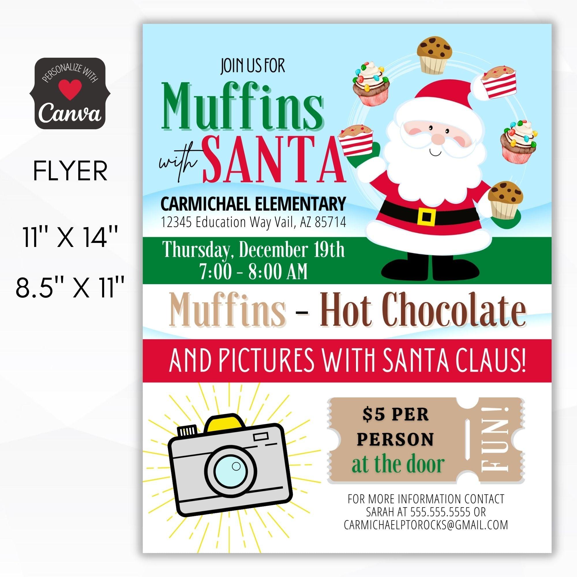 muffins with santa fundraiser flyer