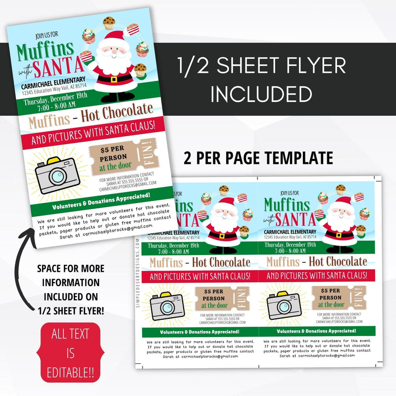 donuts with santa school christmas party invitation