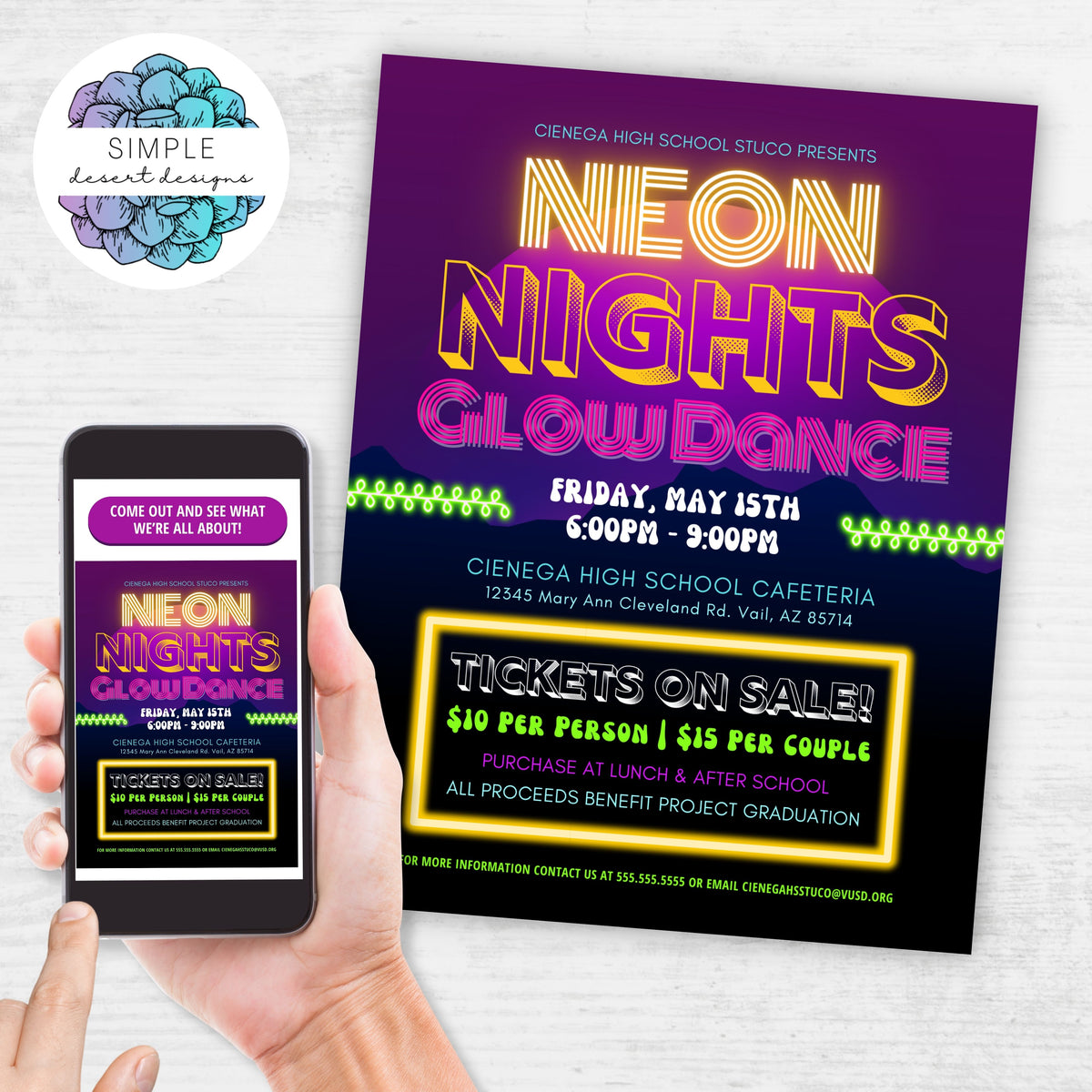 Neon Dance Flyer Template - Simple Desert Designs