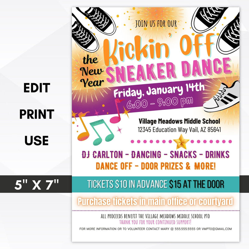 New Year Sneaker Dance Party Invite