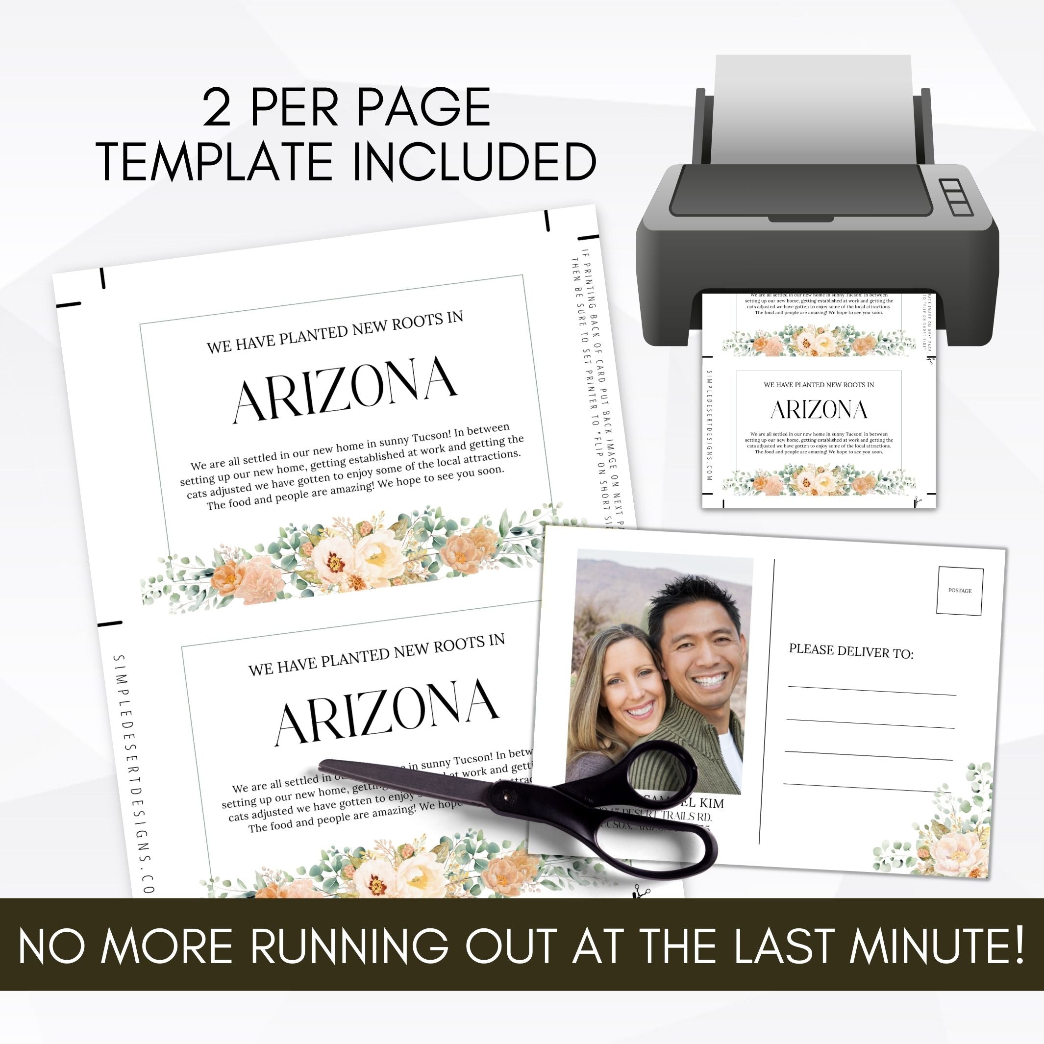 Arizona any state new address cards with eucalyptus and greenery floral