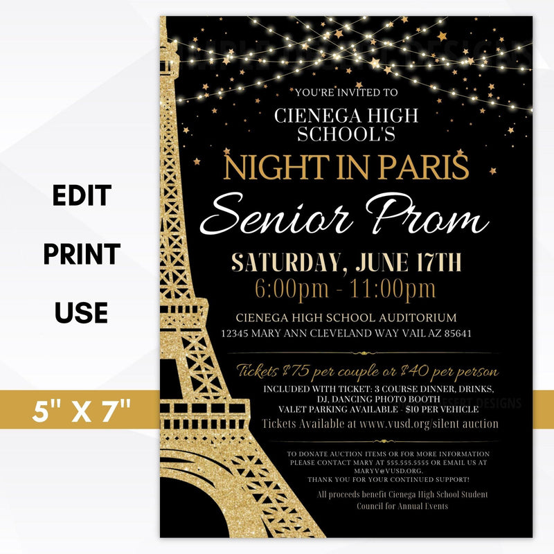 Night in Paris dance invitation