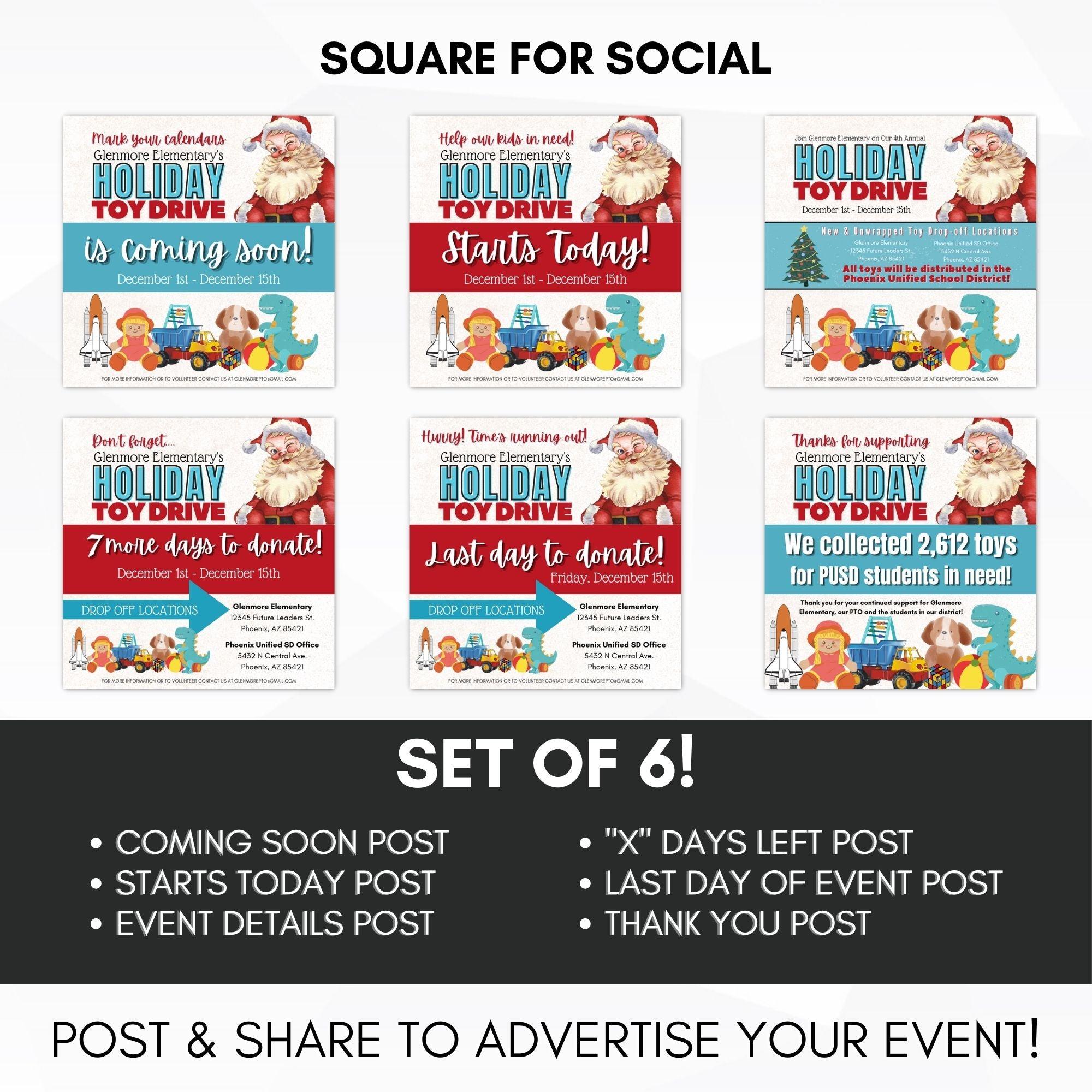 editable toy drive charity fundraiser flyer