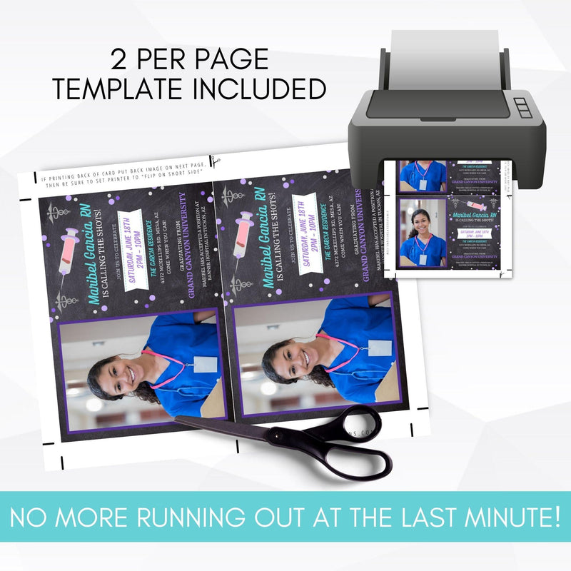 printable medical graduation party college grad nursing school graduate announcement nurse invitation RN LPN