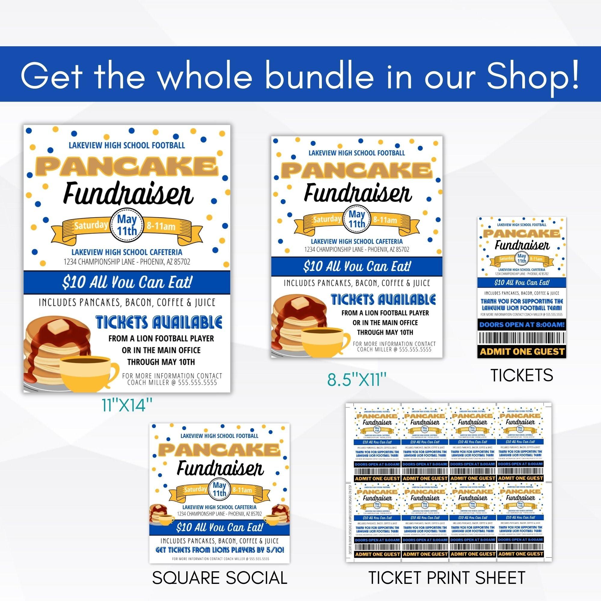 Pancake Fundraiser Editable Sign Set Template Perfect for Adoption/Charity/Non Profit/Athletic Fundraiser Event Idea