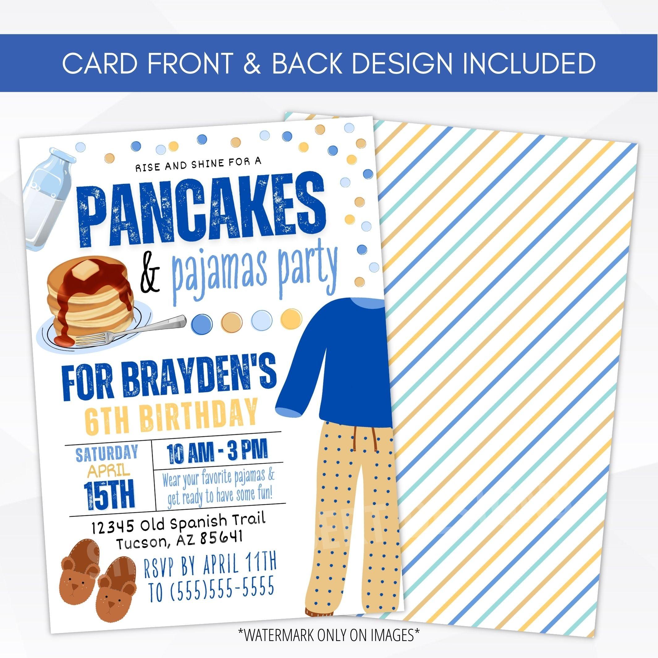 Pancakes and pajamas birthday party boy