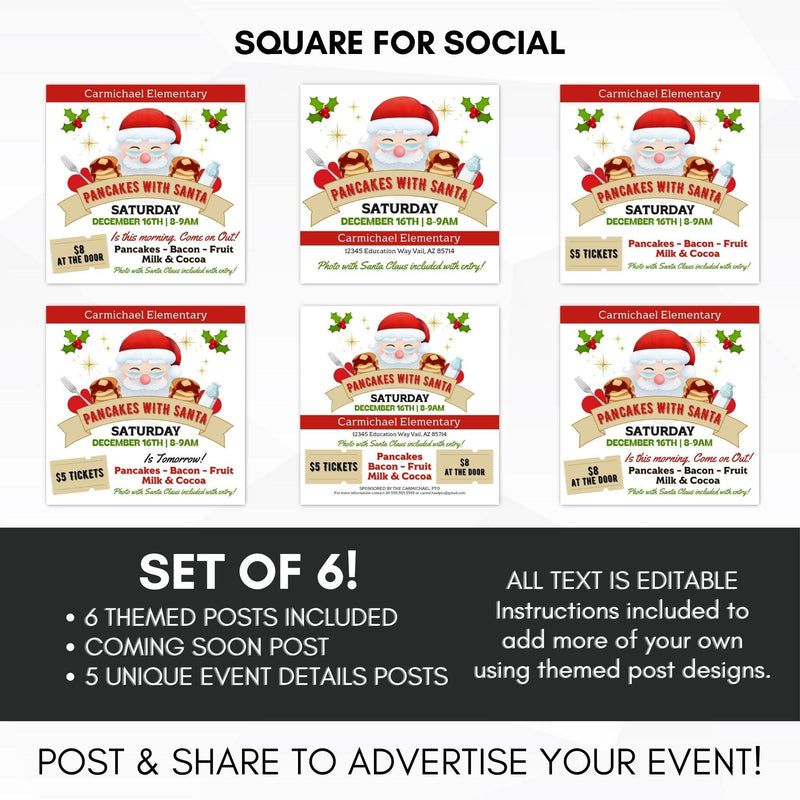editable pancakes with santa fundraiser