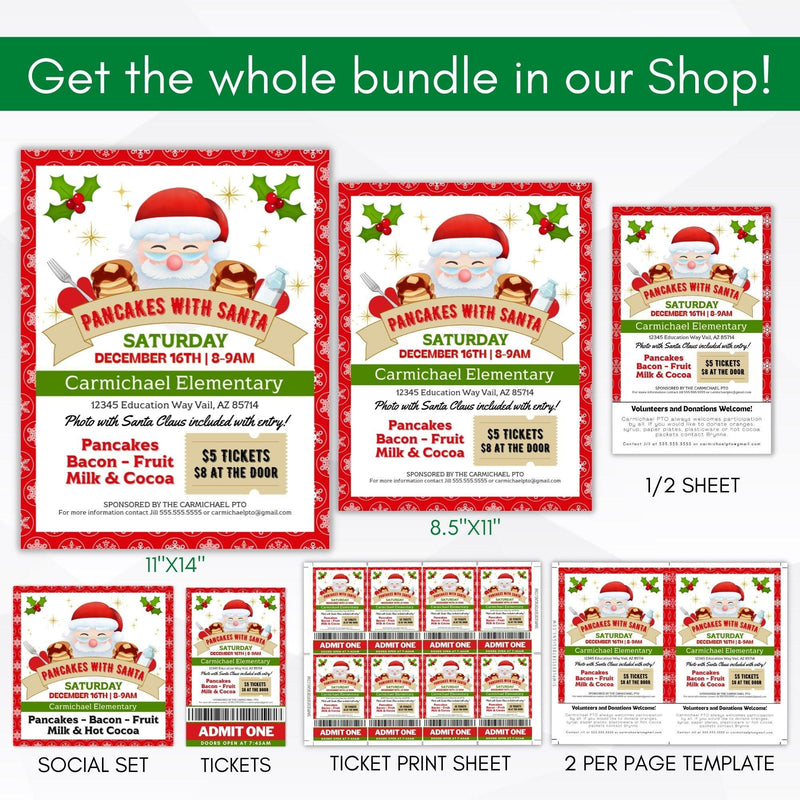 holiday fund raiser pancakes with santa invite