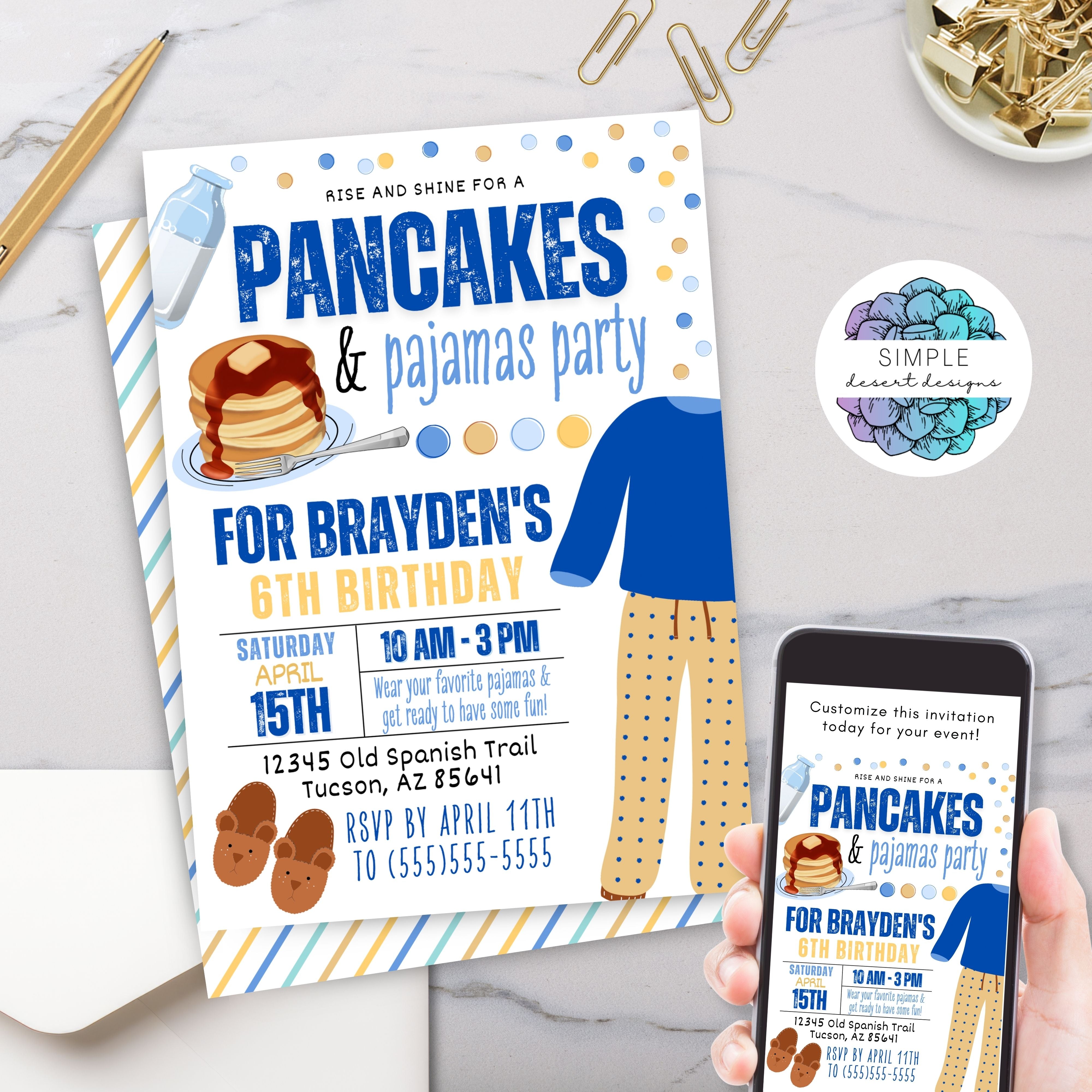 Pancakes and Pajamas Birthday Party Boy – Simple Desert Designs