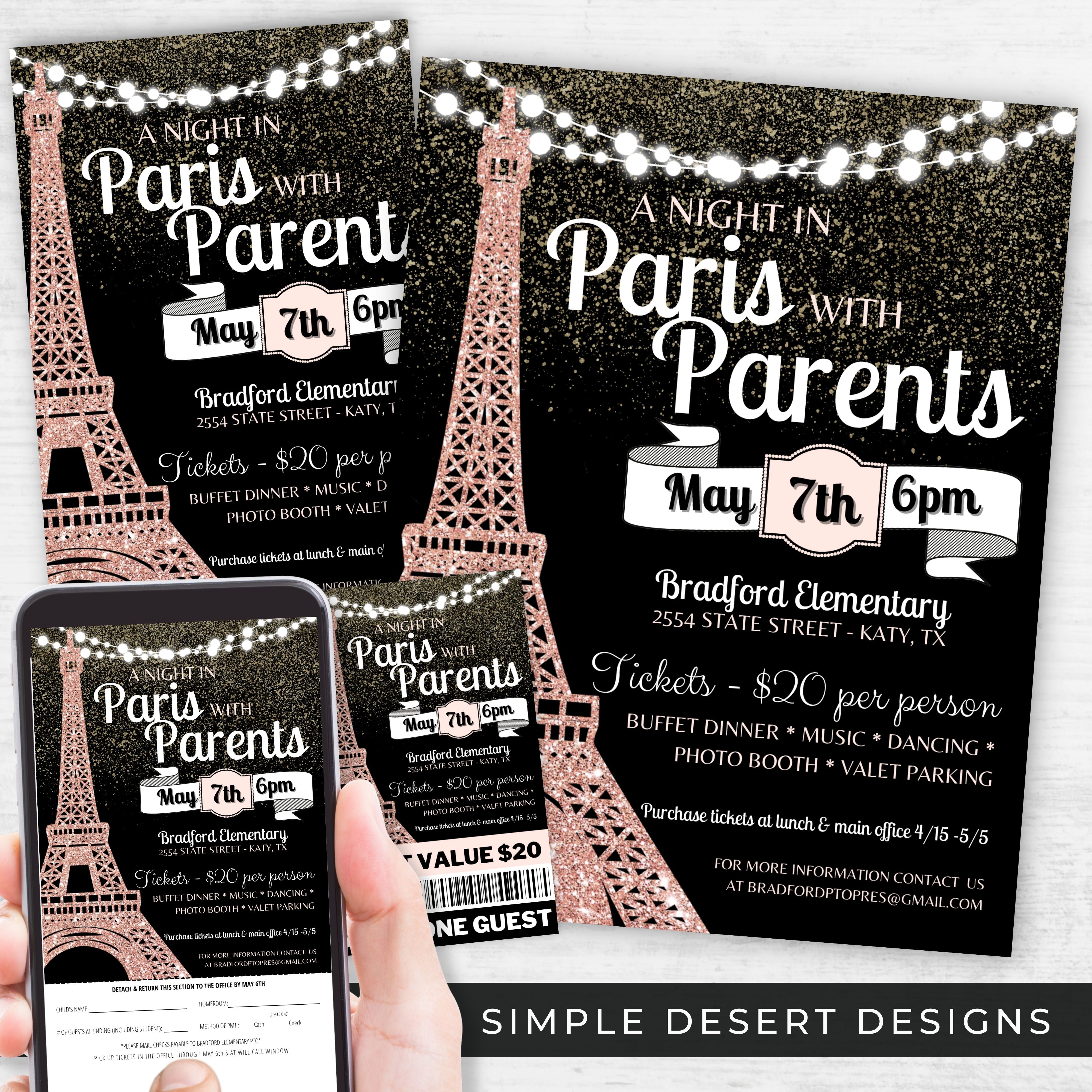 Parisian Dance Flyers Ticket Template Set – Simple Desert Designs