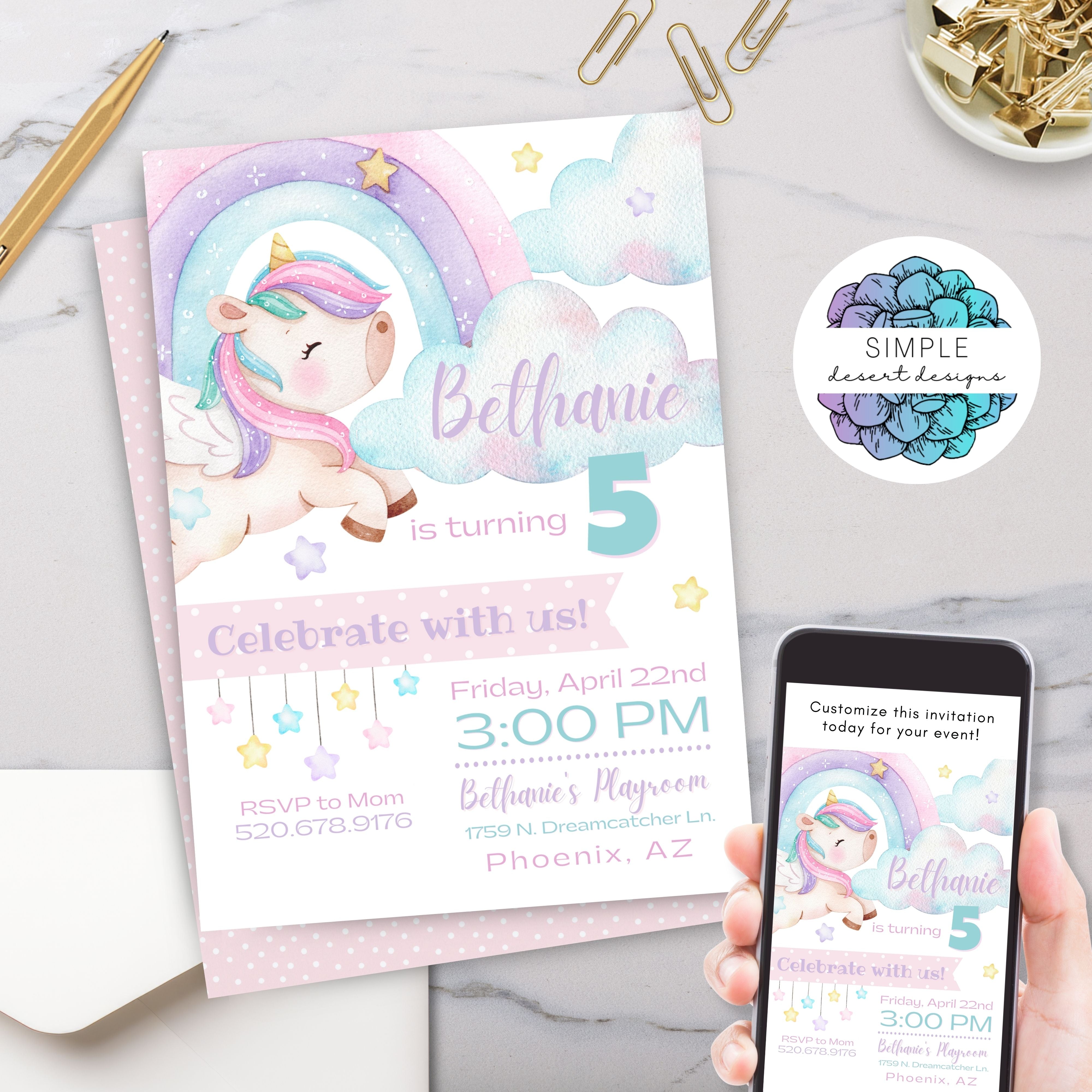 Unicorn Party Invitations Templates Rainbow Unicorn Party Invitation