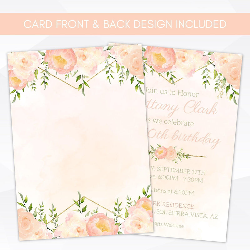 digital download editable floral birthday photo invite