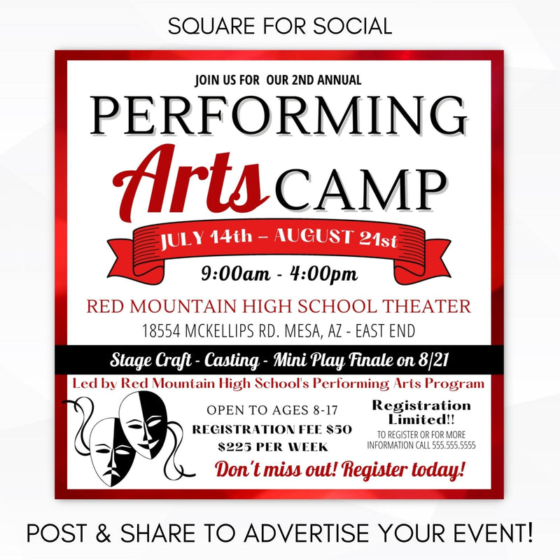 drama club theater camp elementary middle high school teen printable marketing set for theater teachers and drama club program