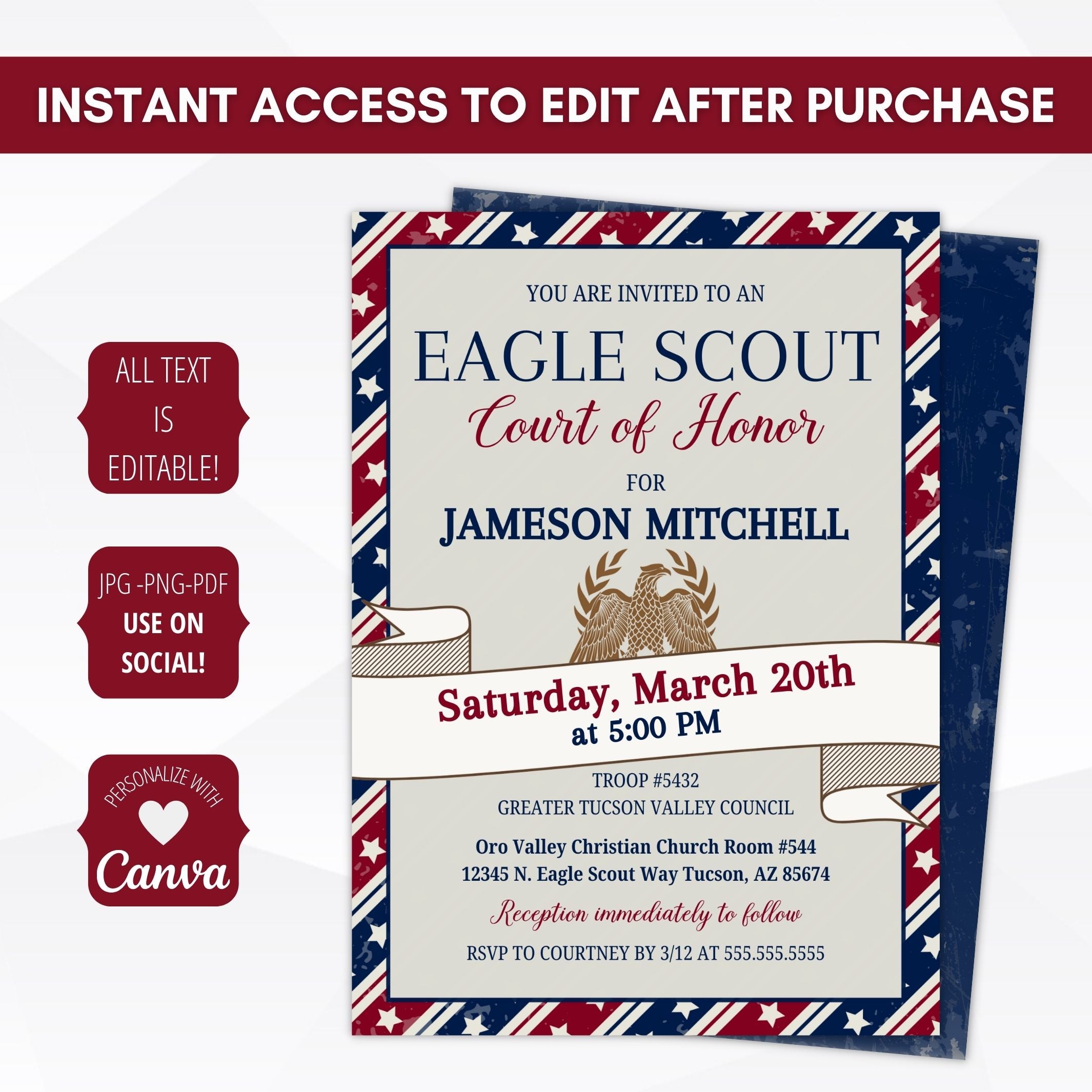 elegant court of honor invitations