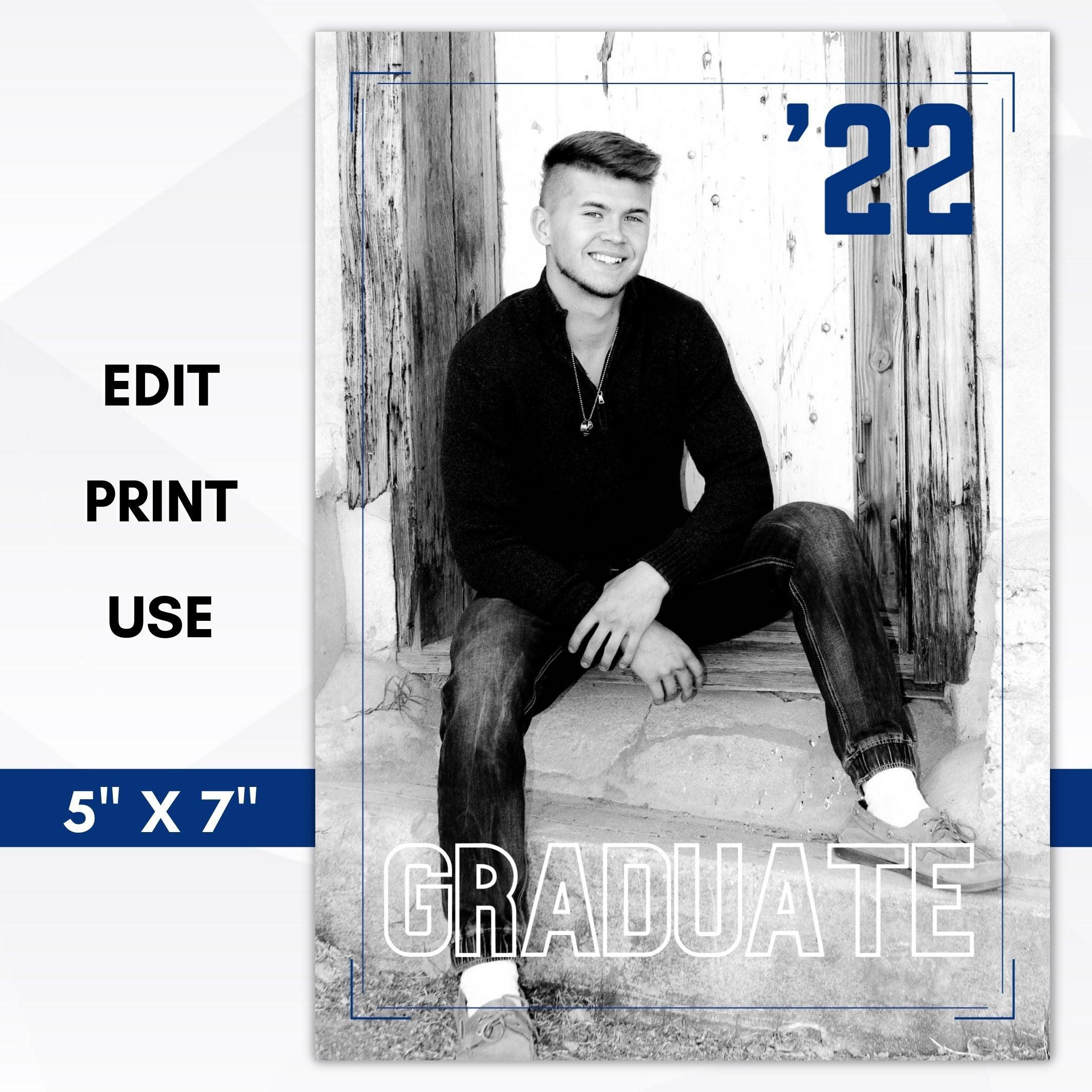 editable photo graduation party invitation template digital download high school college grad party