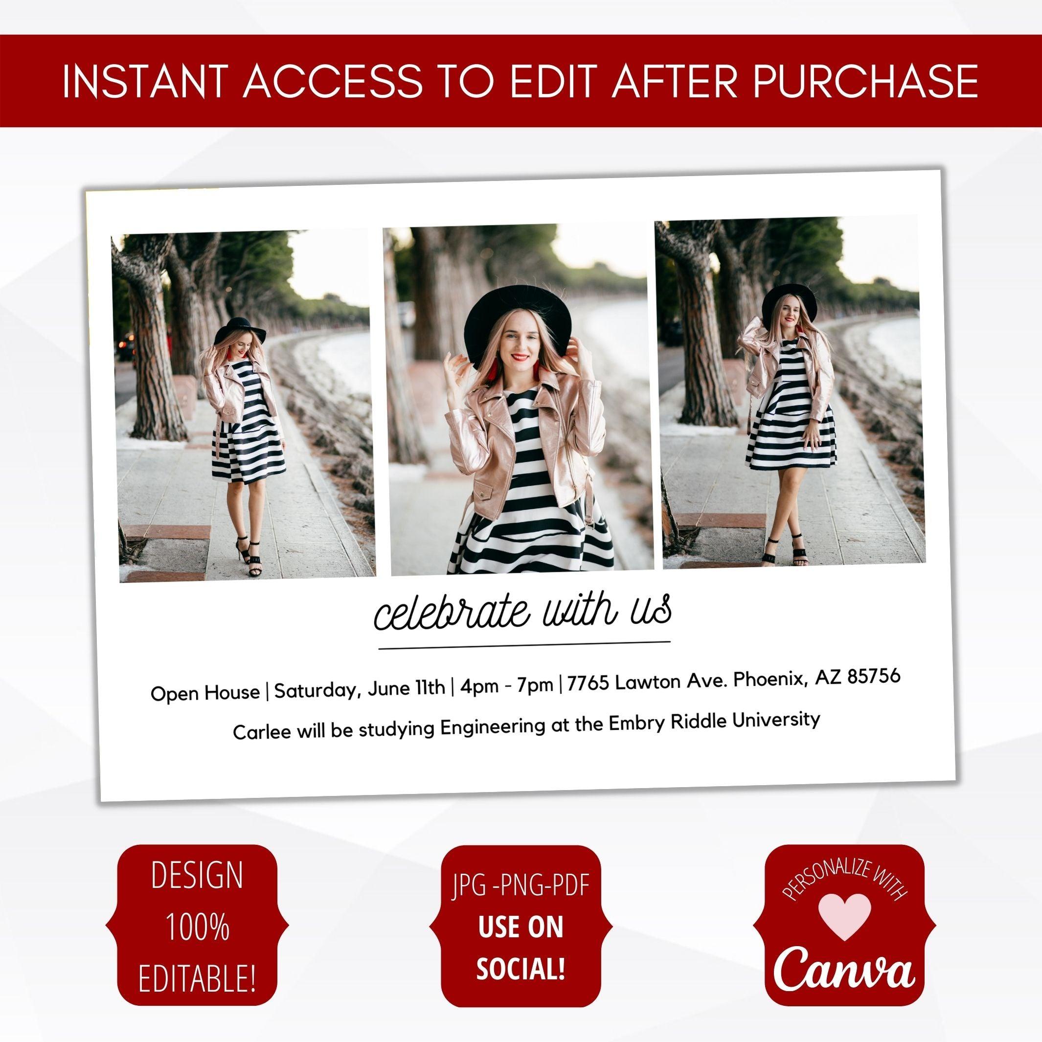 editable instant download graduation invitation template quote note from grad