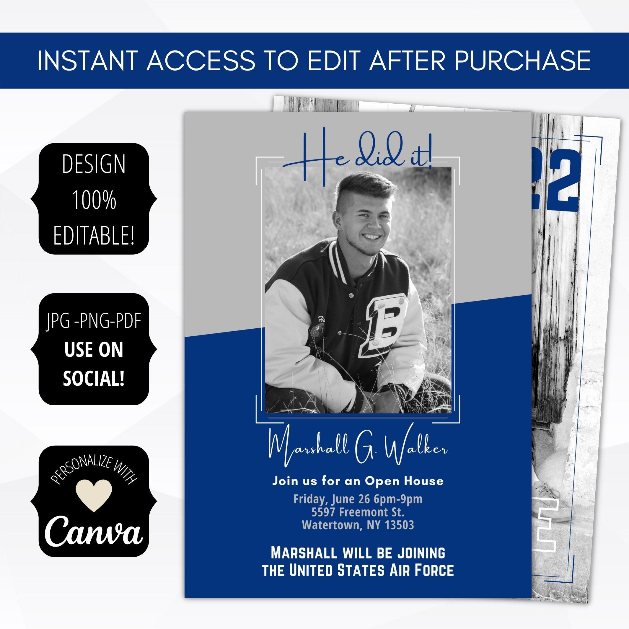 editable instant download graduation invitation template quote note from grad