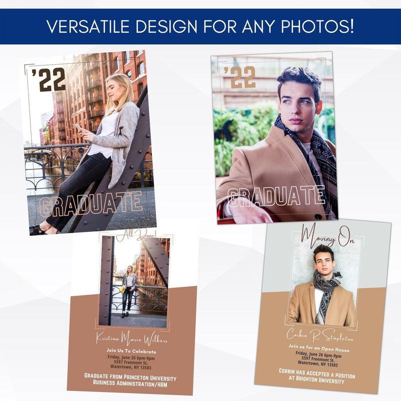 grad announcement photo graduation invitation template fully editable grad party invite