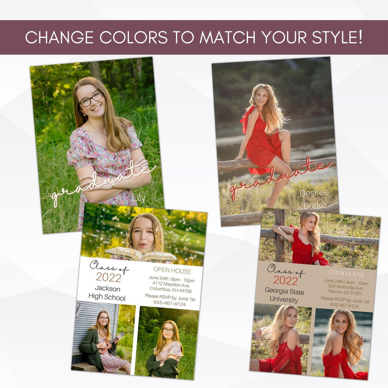 grad announcement photo graduation invitation template fully editable grad party invite