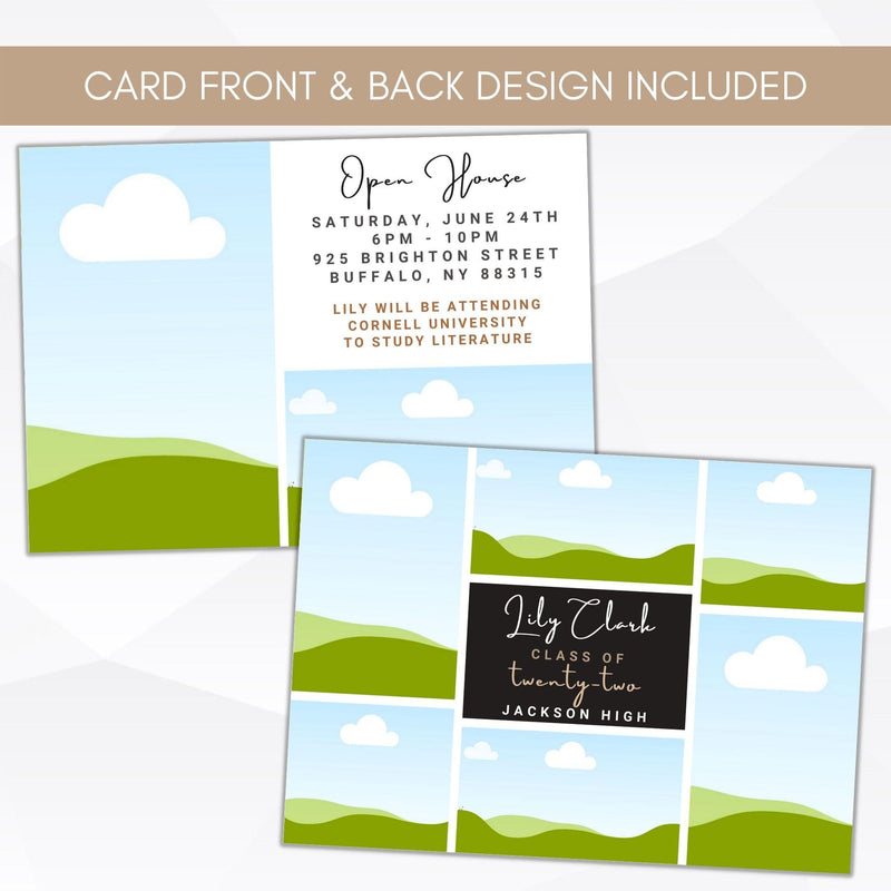 Fully editable high school college graduation party announcement invitation template