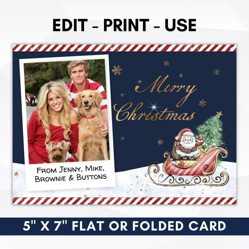 merry christmas photo card editable