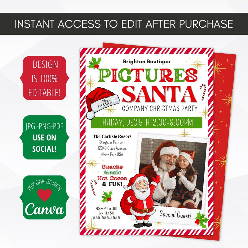 photos with santa company christmas party invite