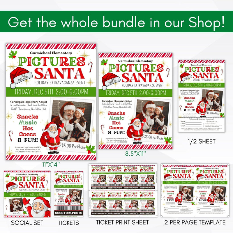 Christmas party santa fundraiser flyer pictures with santa