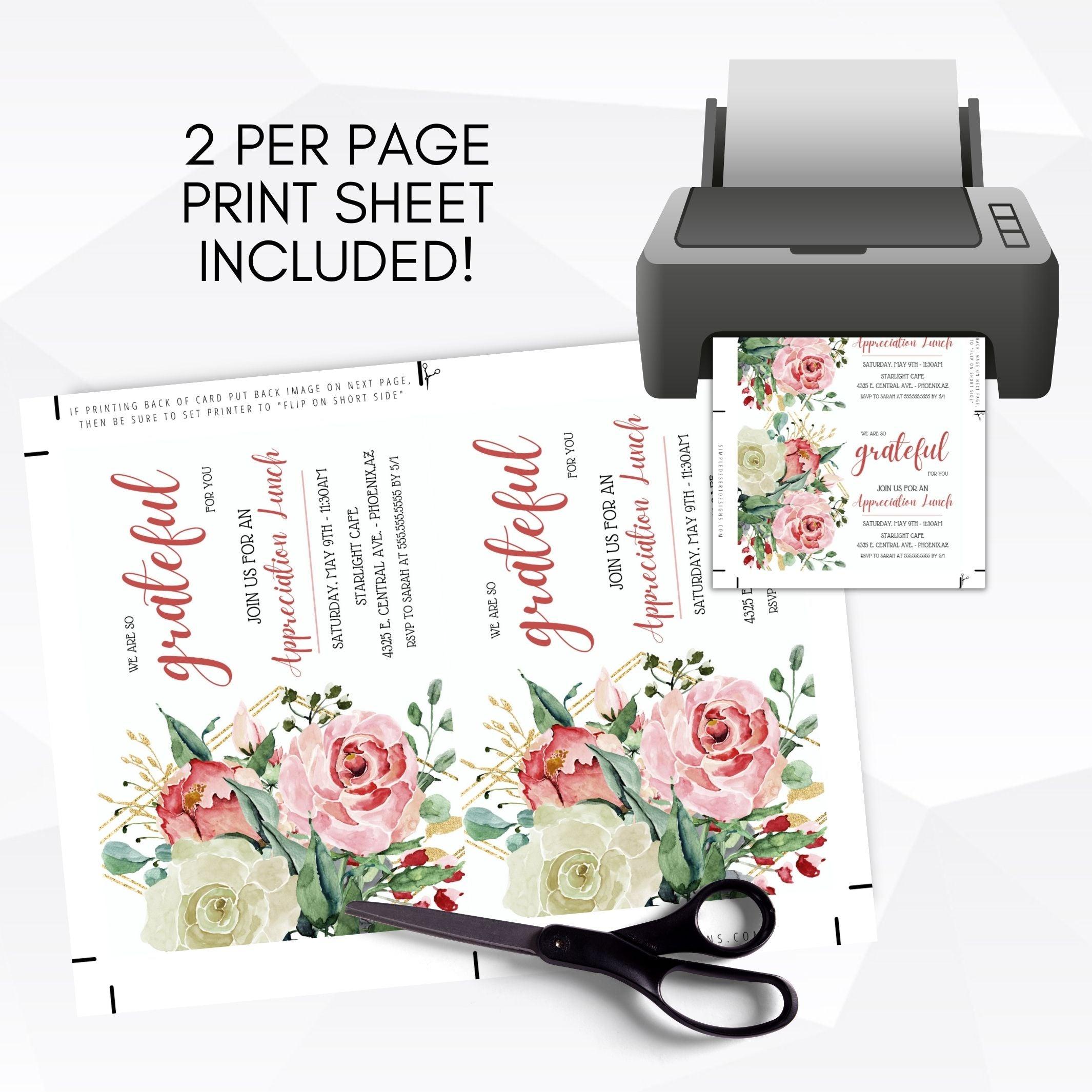 we are grateful for you appreciation luncheon brunch dinner event invitation floral wildflowers