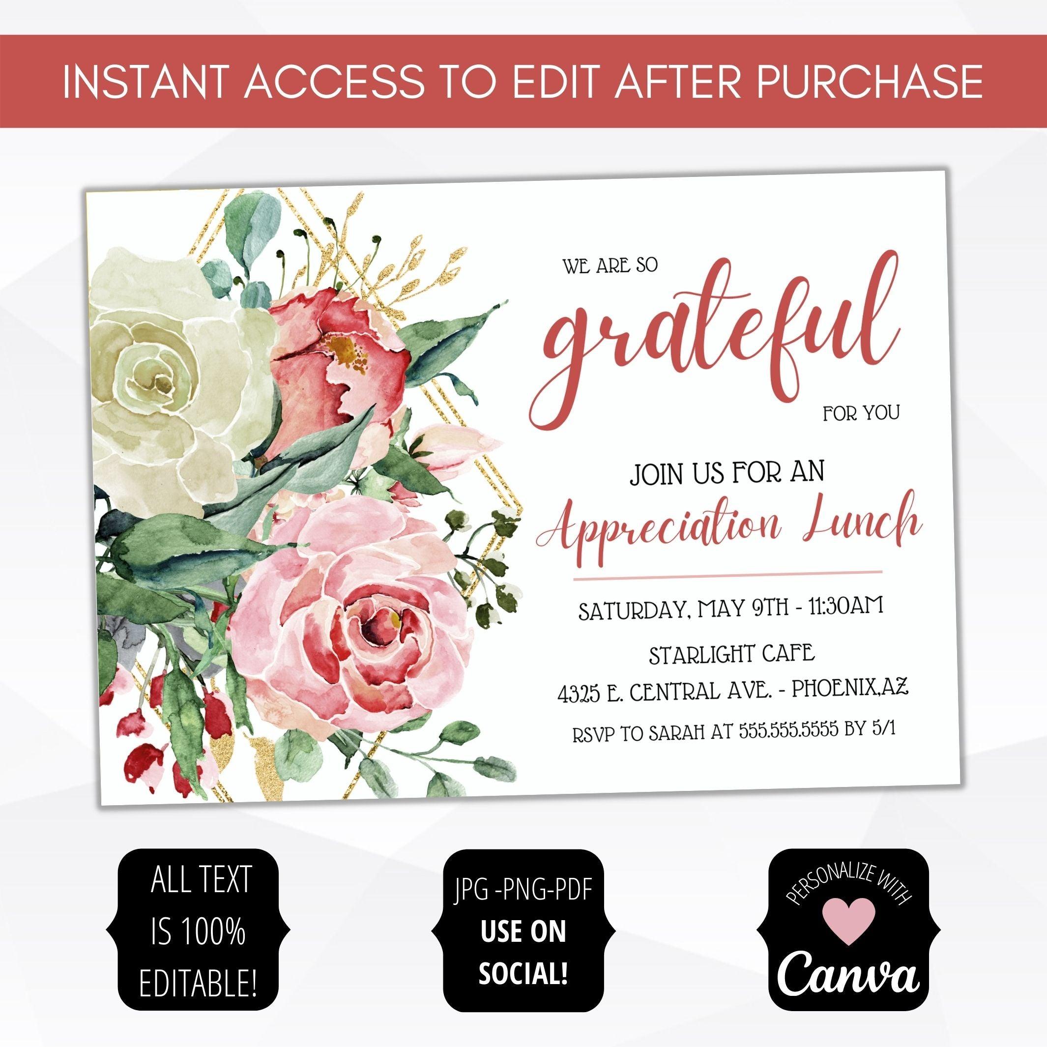 employee staff nurse volunteer teacher appreciation week invitation floral wildflower