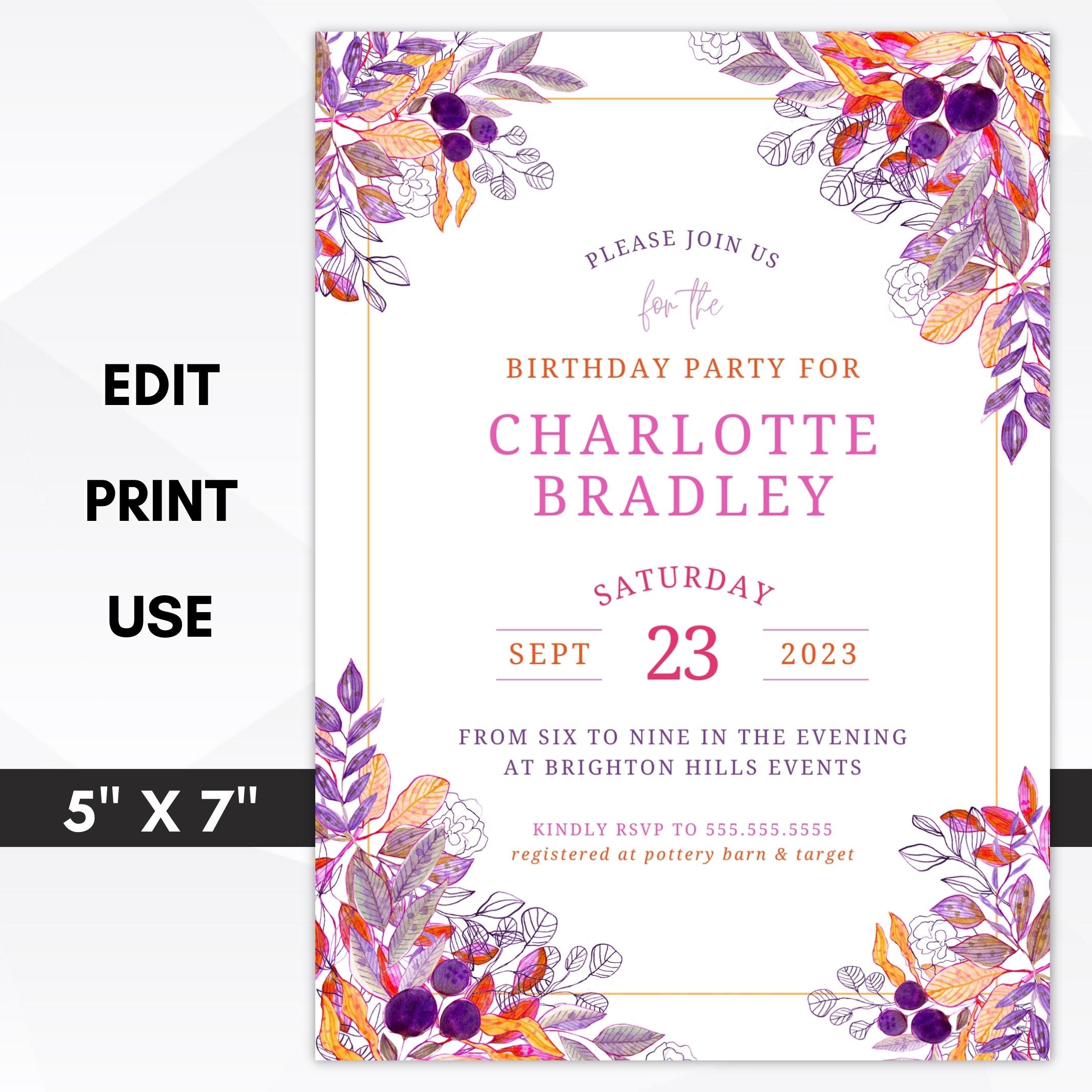 pink birthday party invitations