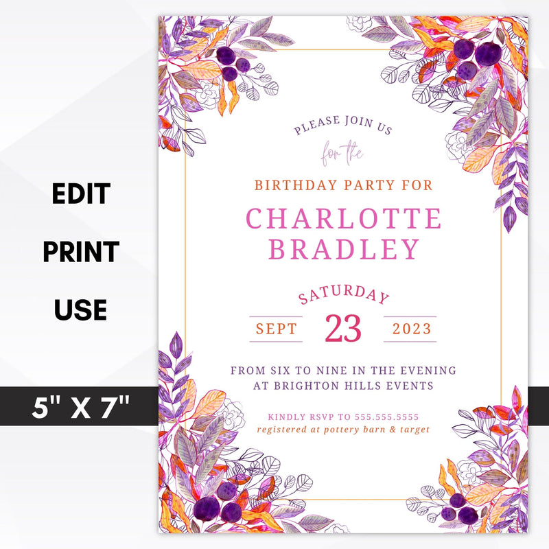pink birthday party invitations