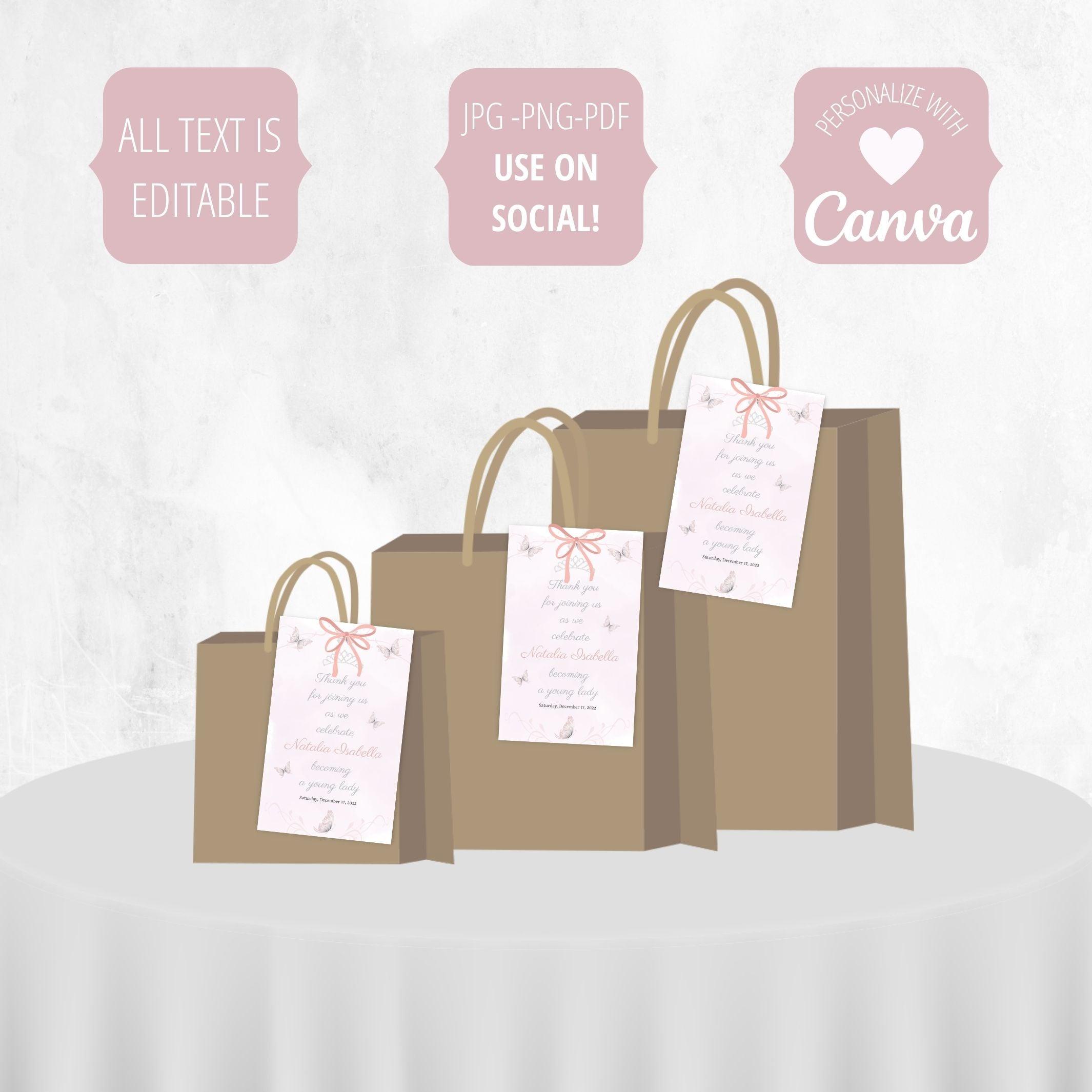 quinceanera thank you favor tags