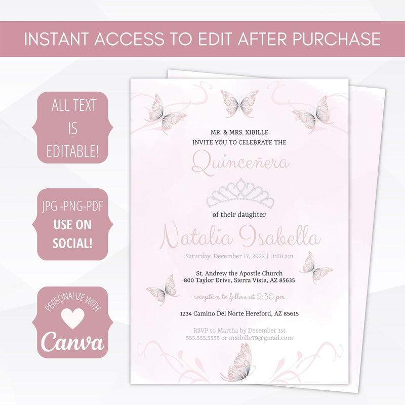 pastel quinceanera invitation