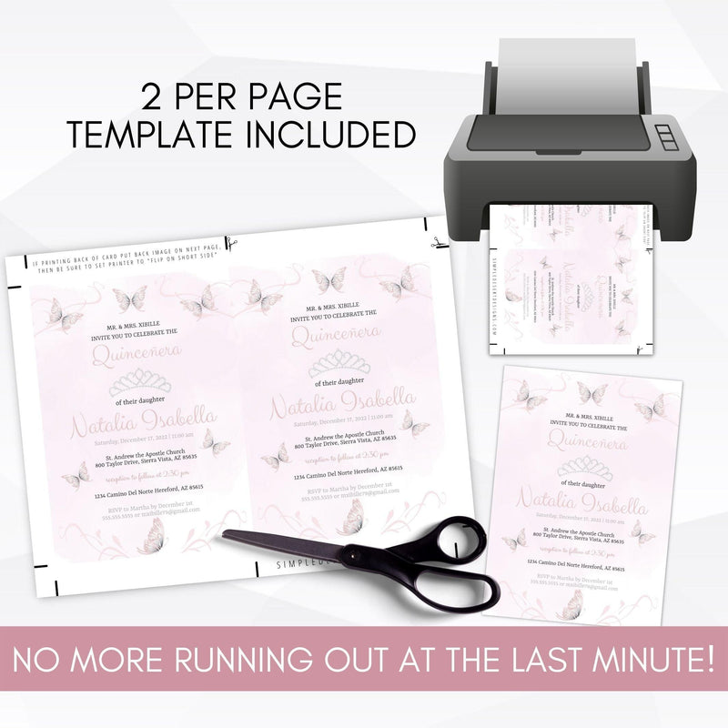 silver tiara quinceanera invitation