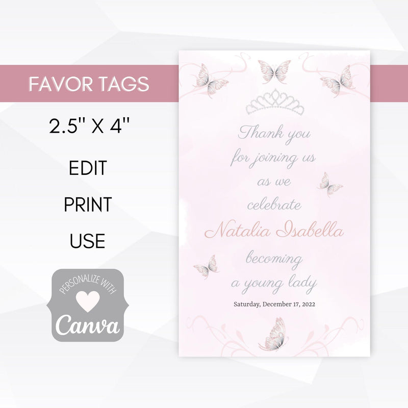 quinceanera favor tags