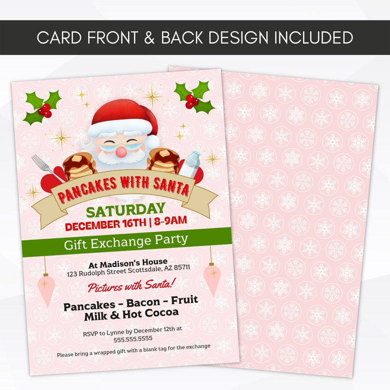 girls holiday birthday party invitation with santa
