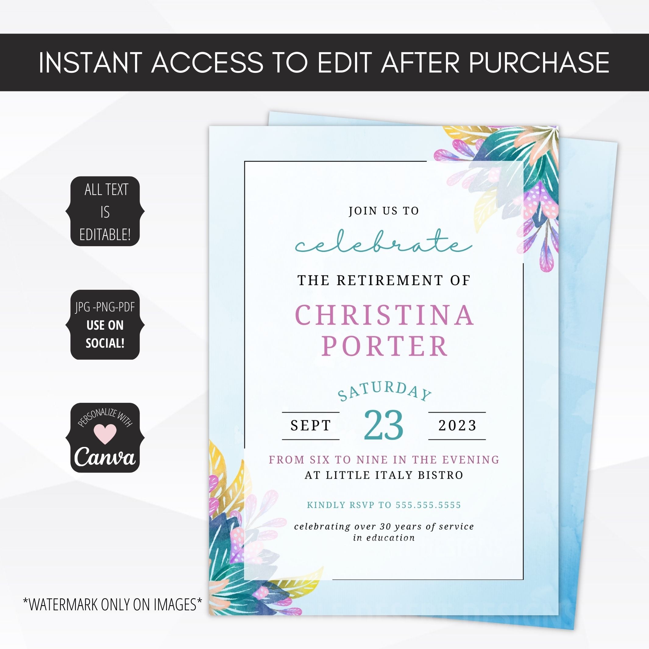 colorful retirement party invitation