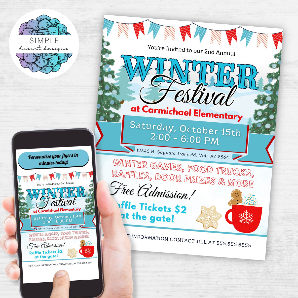 Winter Fundraiser Flyer Set - Simple Desert Designs