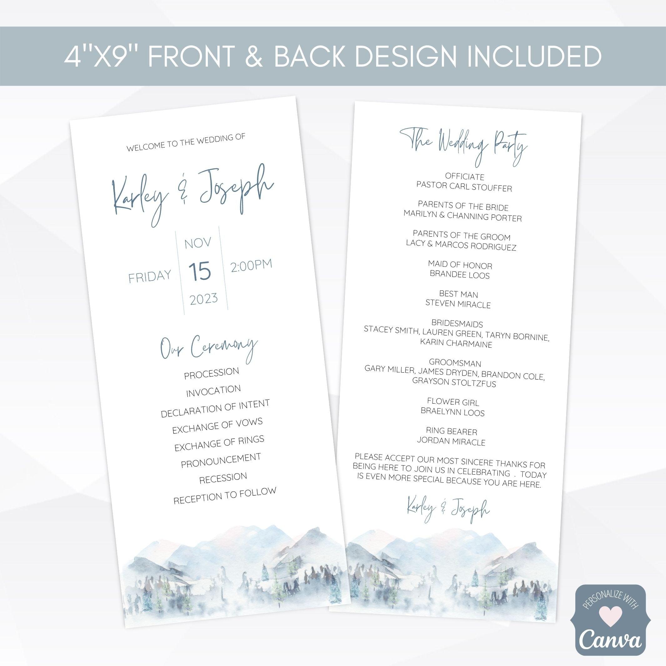 boho minimal wedding program